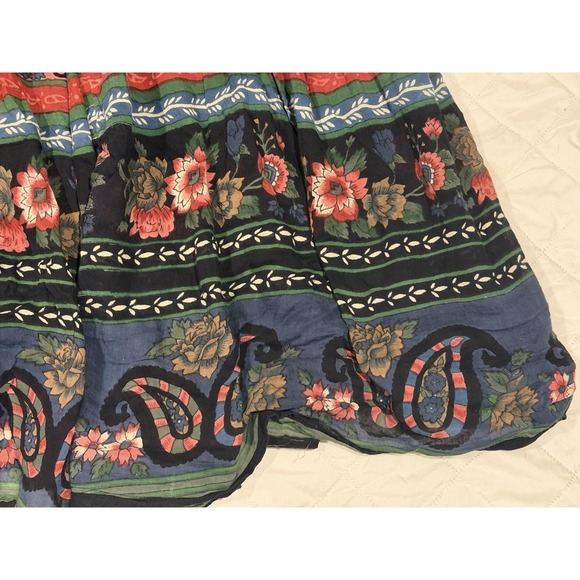 Vintage Backroad Blues Floral Maxi Skirt Womens Size 22 Elastic Waist Boho - Picture 10 of 12